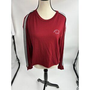 Youth In Revolt T Shirt Womens Size L Red Locals Only LA Striped Sleeve Top